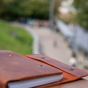 Notepad Leather notepad Hand made Personalization Leather Crazy horse Gift-Red leather notepad-Notepad with organizer-Kraft paper image 4