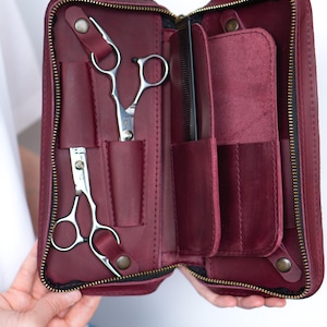 Organisateur pour coiffeur, Organisateur pour ciseaux et peignes, Étui à ciseaux de coiffure, Étui à ciseaux, Étui à ciseaux personnalisé, Cadeau