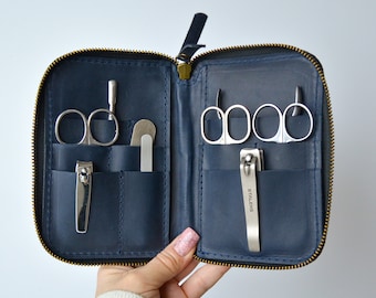 Manicure Set Case, Pouch, Manicure Tool Case, Scissors Leather Case, Tool Organizer, Personalized Manicure Set Case, Handmade.