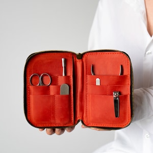 Manicure Set Case, Pouch, Manicure Tool Case, Scissors Leather Case, Tool Organizer, Personalized Manicure Set Case, Handmade.