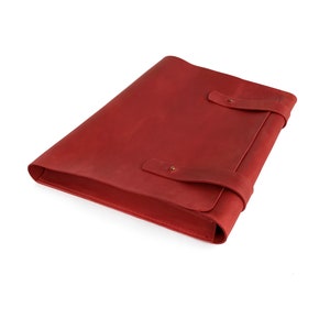 Folder - Leather Folder - Laptop Case - Document Folder - Personalization - Genuine Leather - Red Leather Folder