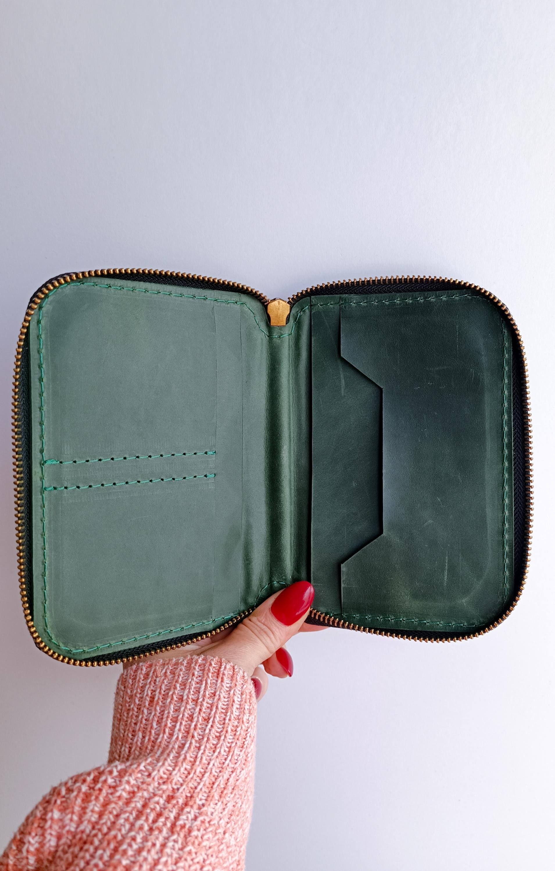 Personalized Leather Document Organizer with Zipper: Genuine Leather