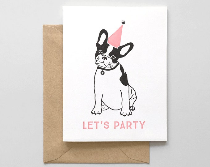 Party Pup Letterpress Birthday Card