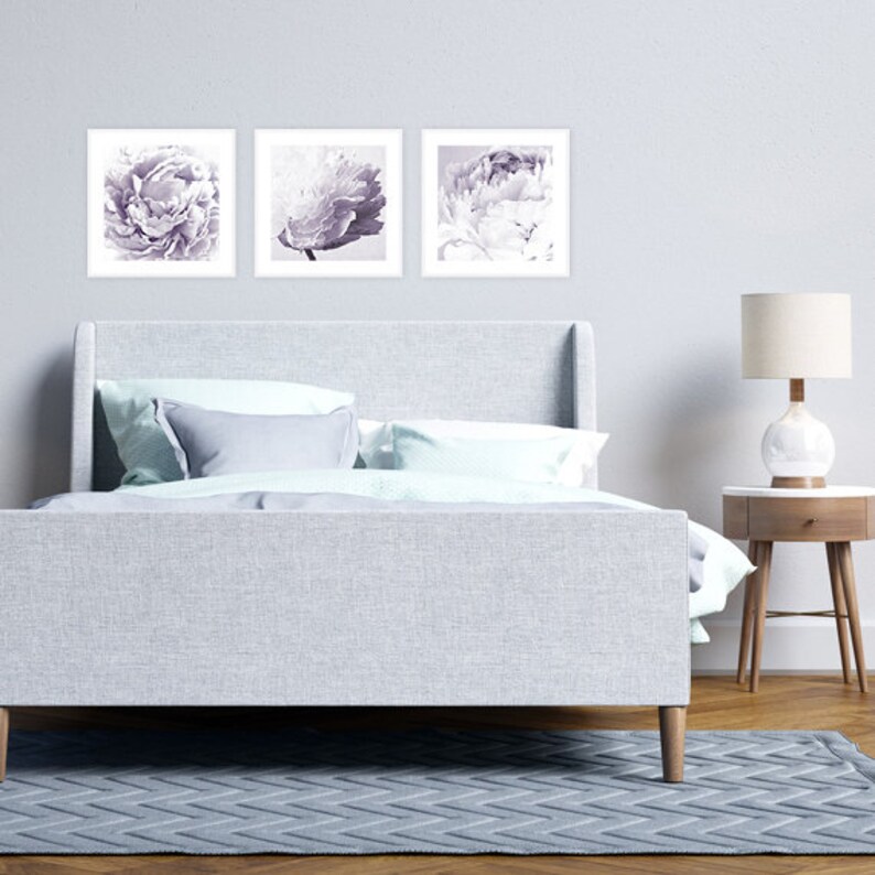 Pfingstrose Wandkunst Lavendel lila Wand-Dekor Set von 3 | Etsy