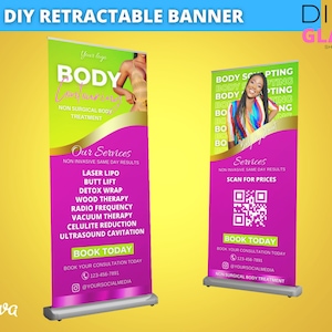 Retractable banner Diy Banner Body Contour Retractable banner  Boutique Retractable banner Retractable Display Banner Canva template