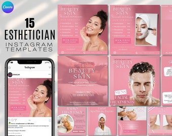 15 Esthetician insta  Esthetician Templates Esthetician Price list  Facial IG Templates Esthetician Instagram Social Media Canva