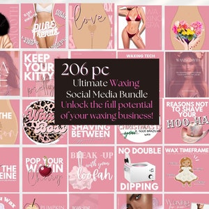 Mega Waxing Flyer Template Set IG POST Esthetician Waxing Templates Brazilian Waxing Flyer temples Waxing Flyer Template IG post Canva