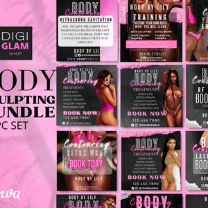 24 pc Body Contouring Vol 2 - Body Sculpting Flyer Body Contour Flyer  Body Spa Flyer DIY Flyer template Body Contouring Training Canva