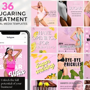 Sugaring Instagram suiker waxing Instagram flyer schoonheidsspecialiste social media suiker sjabloon Braziliaanse wax flyer suiker waxing post