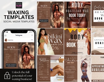 15 Waxing Templates Wax Pricelist IG Pricelist Waxing Template IG post Esthetician Waxing IG Flyers, Branding for Waxologist, Canva