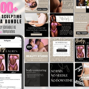 100+ Body Sculpting IG Post Template Mega Instagram Post Bundle Body Sculpting Template IG Body Contouring Instagram Post CANVA