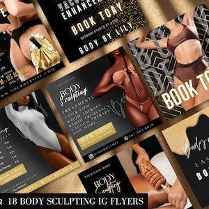 Editable Body Contouring Social Media Templates Body Sculpting Flyer For Medspa Aesthetic clinic Social Media Branding For Business Owner