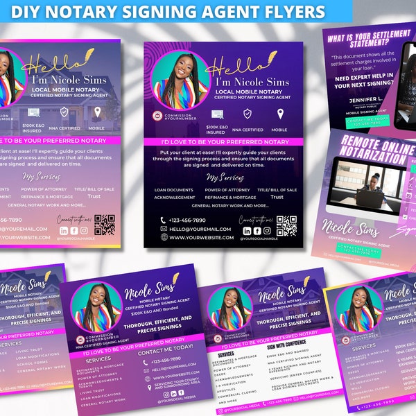 Notary - Notary Signing Agent Flyer Template Notary Signing Flyers Loan Signing Agent Notary Social Media Flyer Signing Agent Flyer 8PC