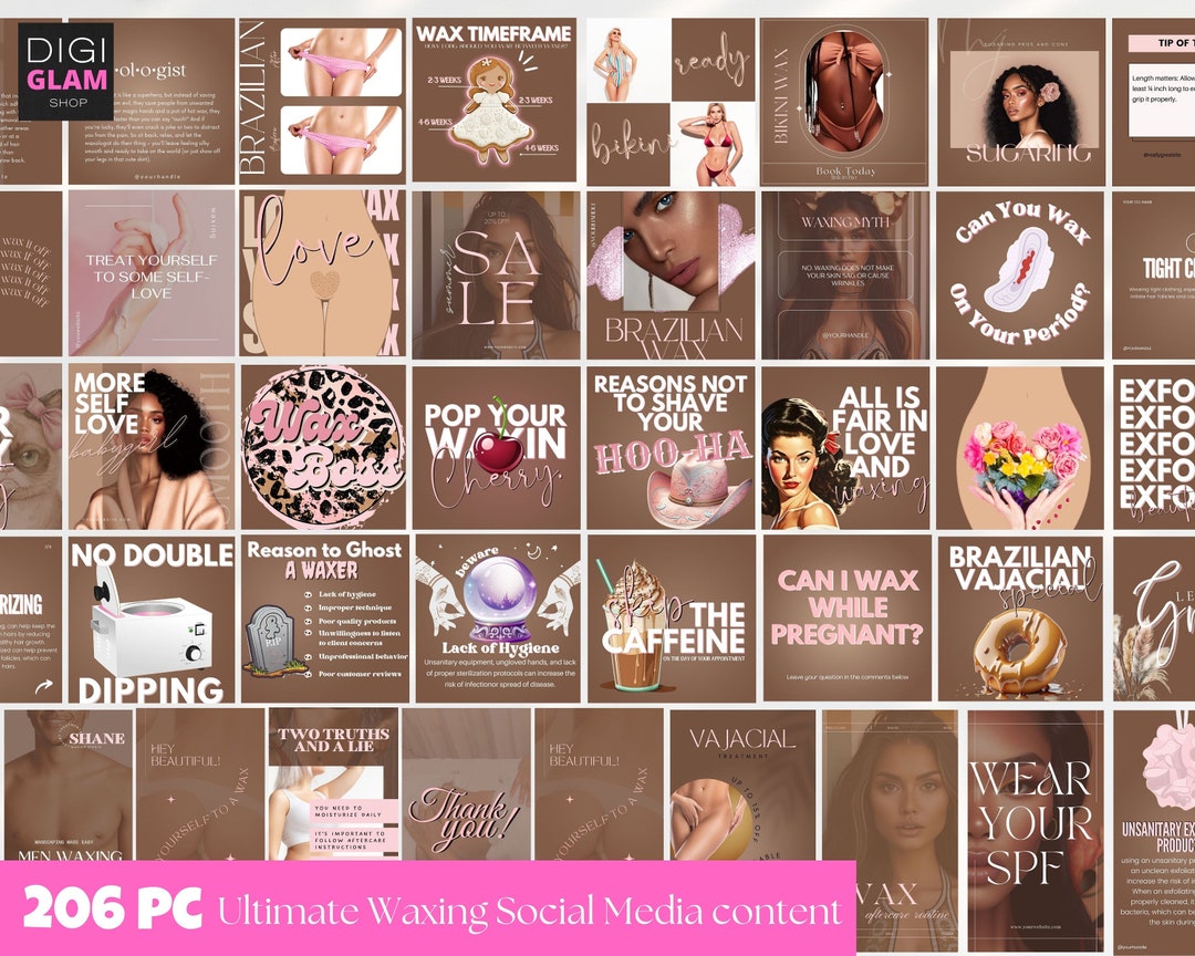 206 Waxing Social Media Template Set Esthetician Waxing Templates