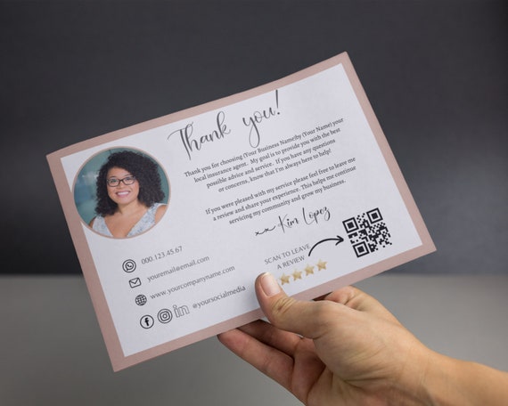 Insurance Agent Insurance Agent Thank You Card Insurance Etsy