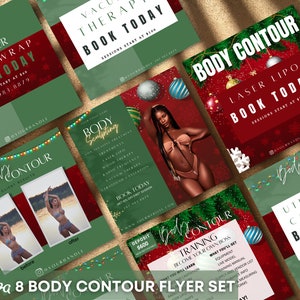Christmas Body Contouring Flyer Body Sculpting Post DIY Flyer template Editable social media flyer Body Contouring Template - 8pc