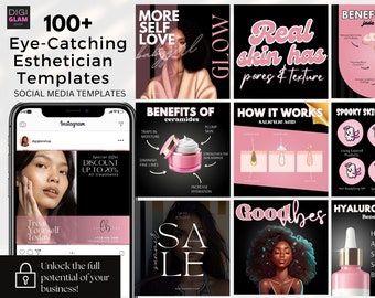 Skincare Esthetician Instagram Esthetician Social Media Templates Skincare Flyer Post Skincare Marketing Beauty Post Canva Skincare Bundle