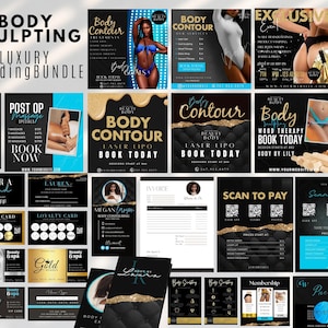 Body Contouring Branding Kit  Body Sculpting Flyers Post Op Flyers Digital Business Cards Brochure Membership Cards, Pricelist, Canva