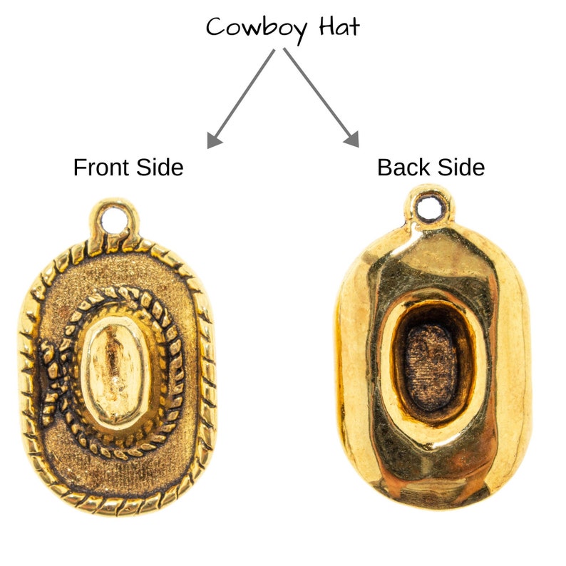 The more you buy Tridimensional charms Choose 25 the more you save Golden Cowboycowgirl Hat Charms 50 or 100 Pieces