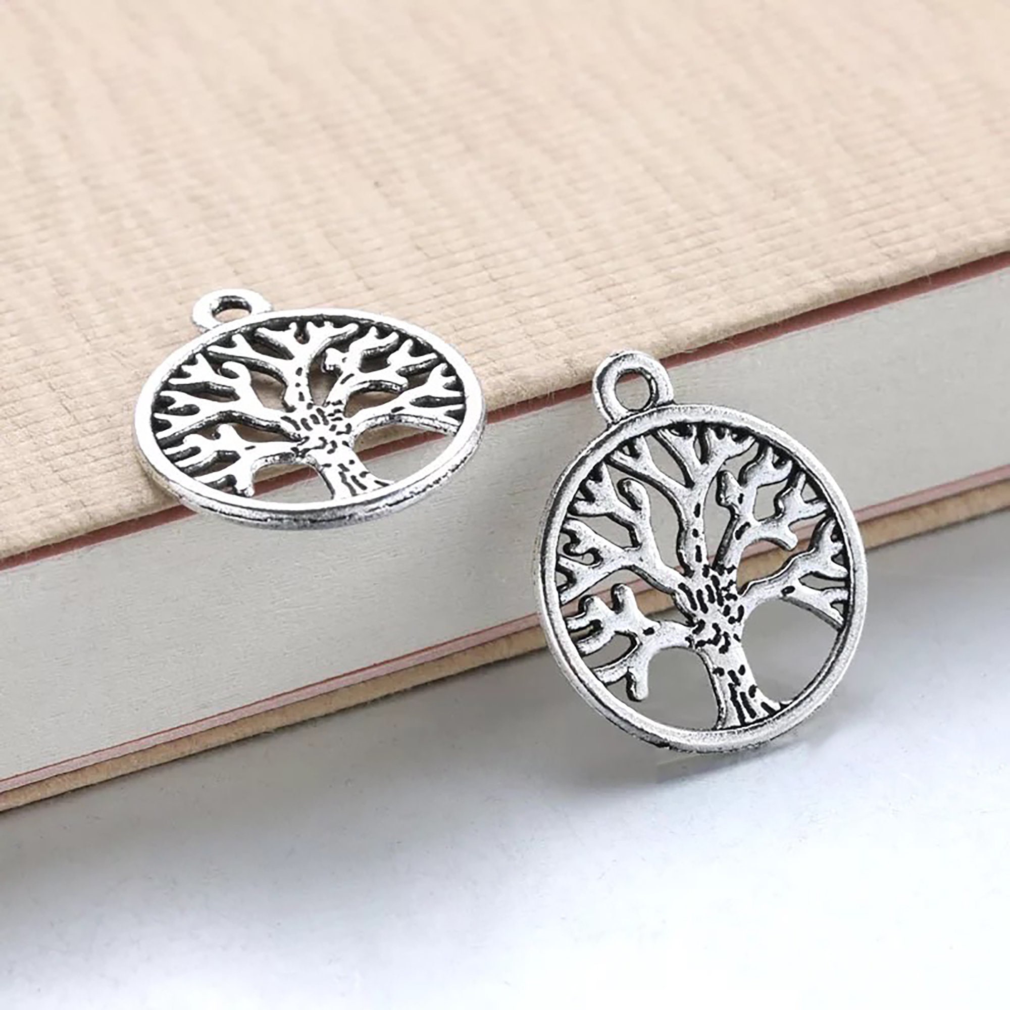 Tree of Life Pewter Charms for Jewelry Making. Antique Silver | Etsy