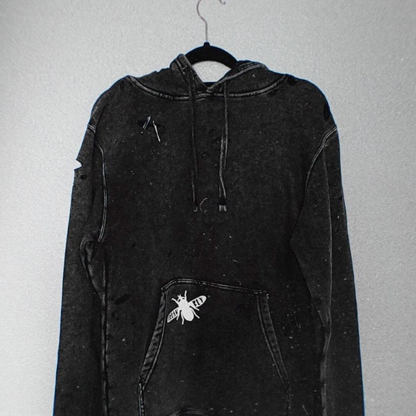 Grunge Hoodie, Distressed, Hoodie with Pins, Safety Pins, Punk Rock Hoodie, Grunge Style, Distressed Sweatshirt, Grunge