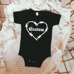 Custom Name Onesie, Punk Rock Onesie, Custom Bodysuit, Name, Punk Baby, Rocker Baby, Gender Neutral, Alternative Baby, Old English