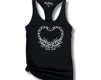 MOSHDOLLS - Scorpion Heart Tank, Scorpion Shirt, Trad Tattoo Tank, Love Stings, Punk Rock, Goth Summer, Grunge Girl, Metalcore Girl