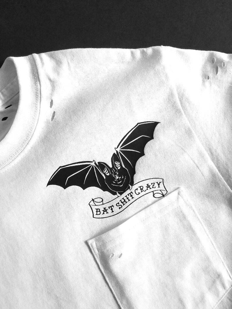 Bat Shit Crazy Halloween Bat Distressed Tee Bat Shirt Etsy