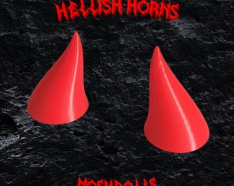 MOSHDOLLS - HELLISH HORNS, Magnetic Horns, 3D Printed Horns, Punk Accessories, Punk Style, Cosplay Horns, Grunge Accessories, Red Horns