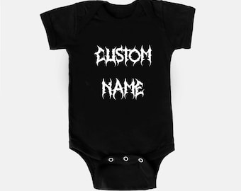 Custom Name Onesie, Metal Band Font, Punk Rock Baby