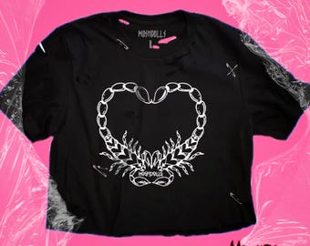 Koszulka z sercem skorpiona – Trad Tattoo Punk Goth Grunge
