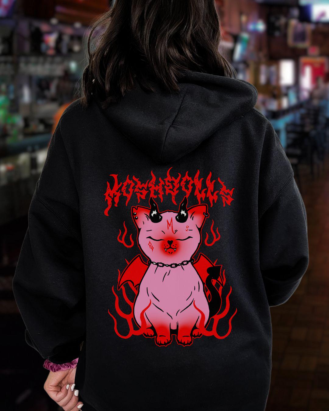 MOSHDOLLS - Devil Kitty Hoodie, Punk Halloween Hoodie, Evil Kitty