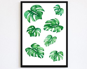 Monstera Leaf Watercolour Print | Tropical Botanical Art