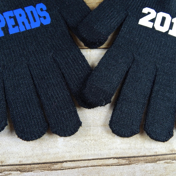 Black personalized adult gloves,personalized gloves,work party gift,gloves for adults,custom gloves,women's,winter gloves,stocking stuffer