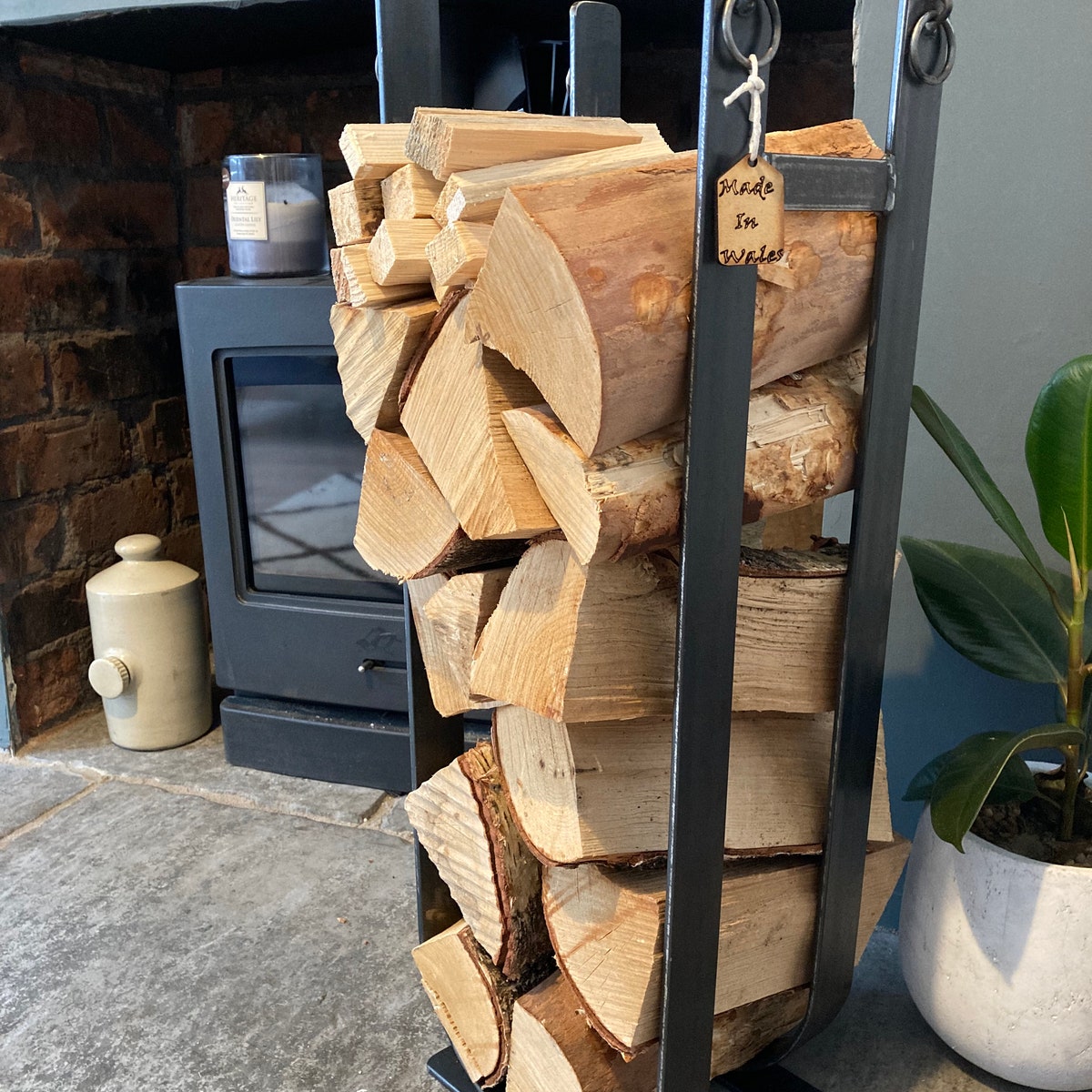 Wrought Iron Slimline Log Holder - Etsy