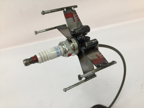 Spark Plug X Wing, Star Wars Scrap Metal Sculpture, Luke Spark Plug X Wing, Star Wars Scrap Metal Sculpture, Luke