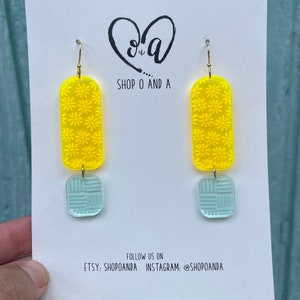 Glowing Daisy Statement Earrings, Fun Festive Colorful Party Jewelry, Modern Minimalist Style Accessory Gift For Her