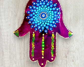 Mandala Hamsa 6" wall ornament; home decor; hamsa; mandala art; holiday gifts;
