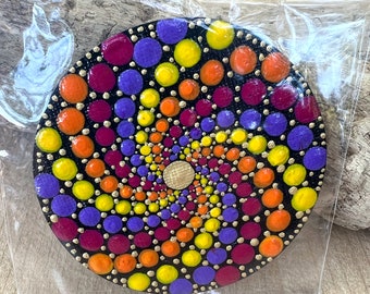 Mandala magnet - mini-canvas; magnet; mandala art; hand painted; mandala; boho; stocking stuffer