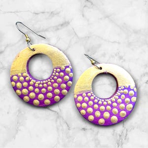Round wooden earrings; hand-painted; mandala design; 1.5&quot;; jewelry;