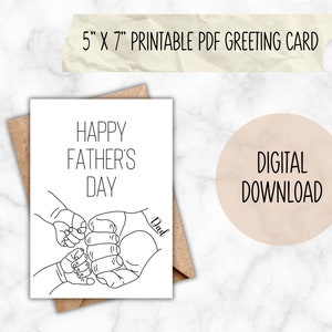 Happy Father&#39;s Day Printable Greeting Card, Gifts For Dad, Digital Download, Father&#39;s Day Card, Fist Bump, Father&#39;s Day, Dad, Papa, Cards