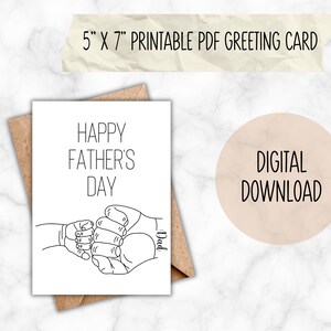 Happy Father&#39;s Day Printable Greeting Card, Gifts For Dad, Digital Download, Father&#39;s Day Card, Fist Bump, Father&#39;s Day, Dad, Papa, Cards