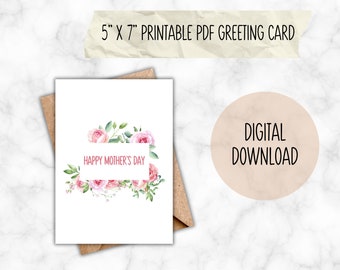 Cartão de felicitações para impressão de feliz dia das mães, presentes para a mãe, download digital, cartão de dia das mães, dia das mães floral, mãe, cartões