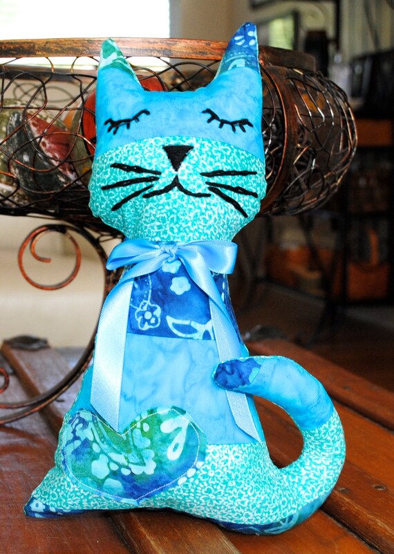 blue stuffed cat