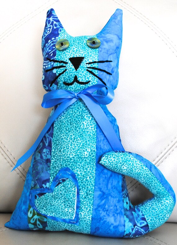 blue stuffed cat