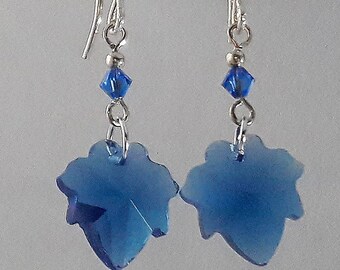 Blue Maple Leaf Earrings