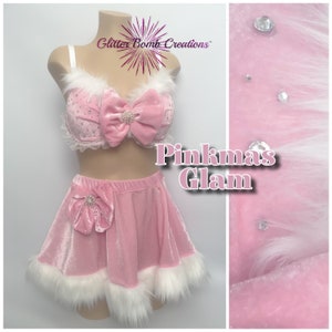 Pink Mrs Claus Costume/ Christmas Bra/ Santa&#39;s Sexy Helper / Holiday Princess / Cute Christmas Bombshell / Valentines Day MADE TO ORDER