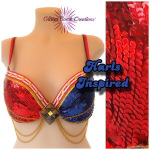 Inspired Bra/ Inspired Rave Bra/ Sexy Sequin Rhinestone Halloween Costume/ Cosplay Bra MADE TO ORDER