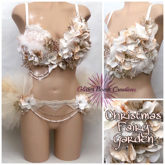 EVA Lingerie Lace Garter Blue with tulle flower and decorative stones