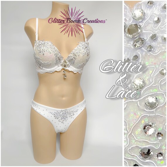 Bridal Glitter Outfit/ Bride to Be / White Night Sexy Outfit/ Lace and  Crystals/ Bachelorette Party Costume / Iridescent/ MADE TO ORDER - Etsy